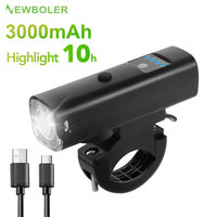 NEWBOLER Smart Bicycle Light Rainproof USB LED 3000mAh MTB Front Light Headlight Cycling Flashlight Bike Light Accessories