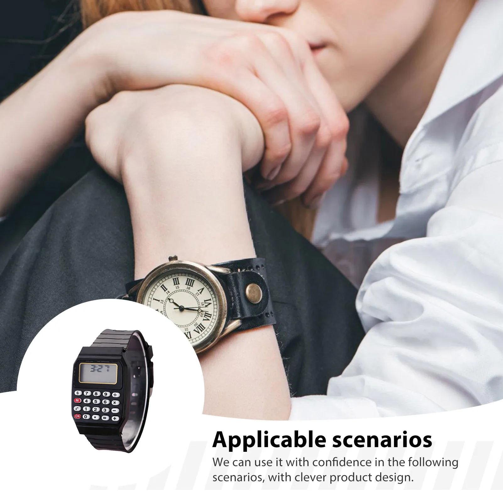 نموذج الساعة آلة حاسبة مدمجة ملونة وخفيفة الوزن وآلة حاسبة بسيطة للطلاب والمعلمين واللوازم المدرسية #2