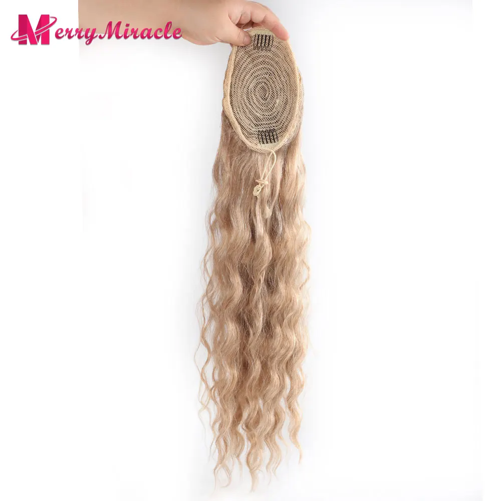 Long Natural Wave Ponytail Synthetic Drawstring Ponytail Chip-In Hair Extension Curly Pony Tail For Woman Fake Hairpiece