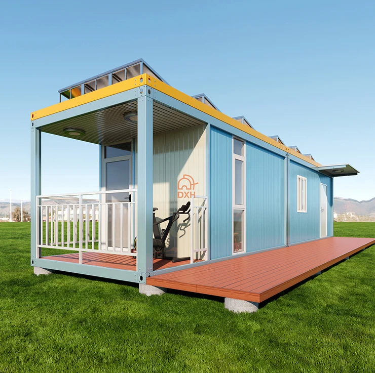 Custom Luxury Horizontal 2-in-1 Solar Panels Container House Modern Mobile Prefab Light Steel Apartment Fast Install Flat Pack