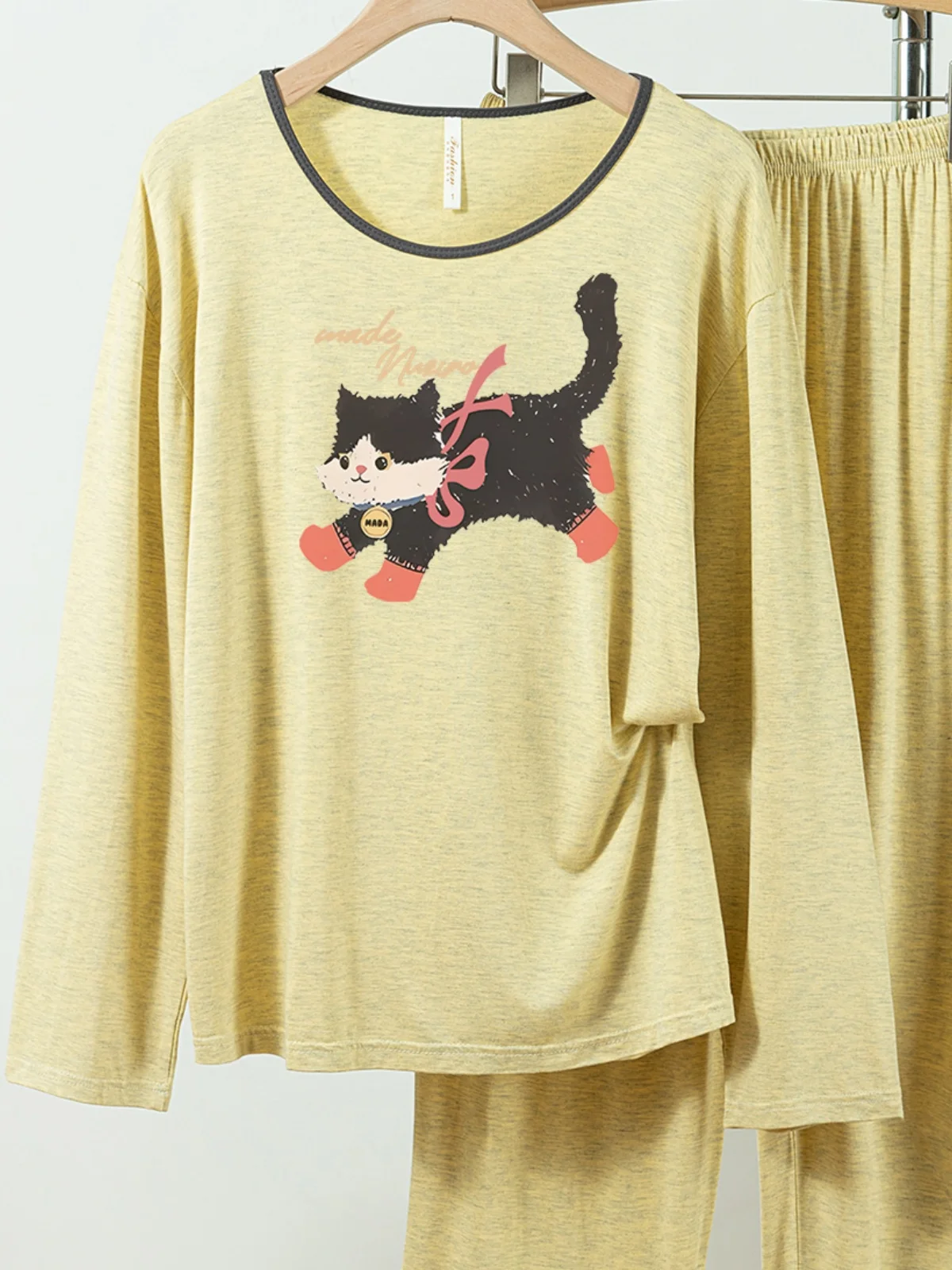 

5181-308 Повседневные и удобные пижамы из модального хлопка для женщин, новые весенне-осенние длинные брюки с длинными рукавами, однотонные повседневные