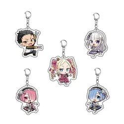 Re Zero Starting Life in Another World Cute Anime Cosplay Keychain For Beatrice Ram Rem Emilia Natsuki Subaru