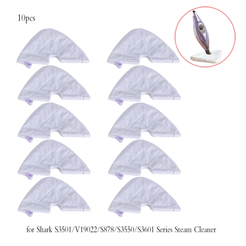 

10pcs Mop Pads Steam Cleaner Parts For Shark S3501/V19022/S878/S3550/S3601 Series Triangle Replacement Mop Cloths