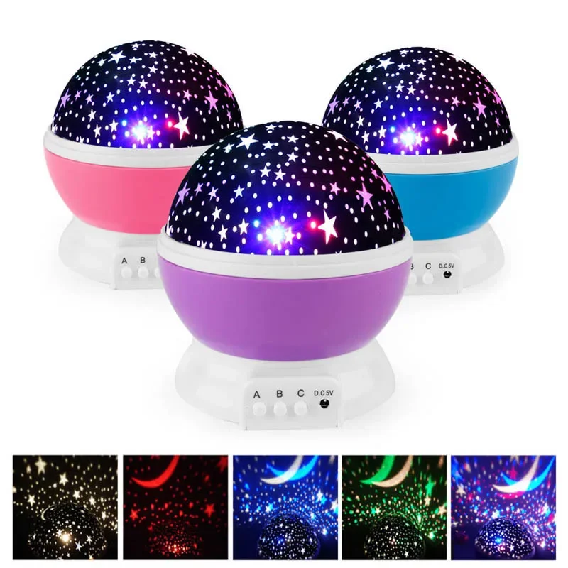 

Led Roterende Star Projector Verlichting Maan Sterrenhemel Kinderen Baby Nachtrust Licht Batterij Emergency Projectie Lamp 1 шт.