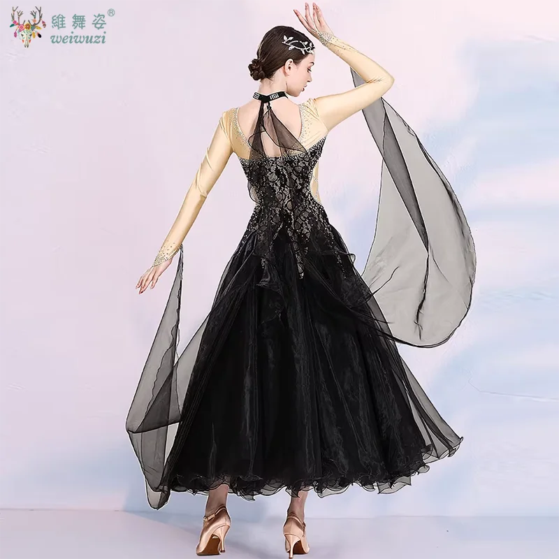 Danza moderna Valzer Grande abito altalena Costume da competizione per performance da donna Elegent Tango Foxtrot Abito da palcoscenico per flamenco spagnolo