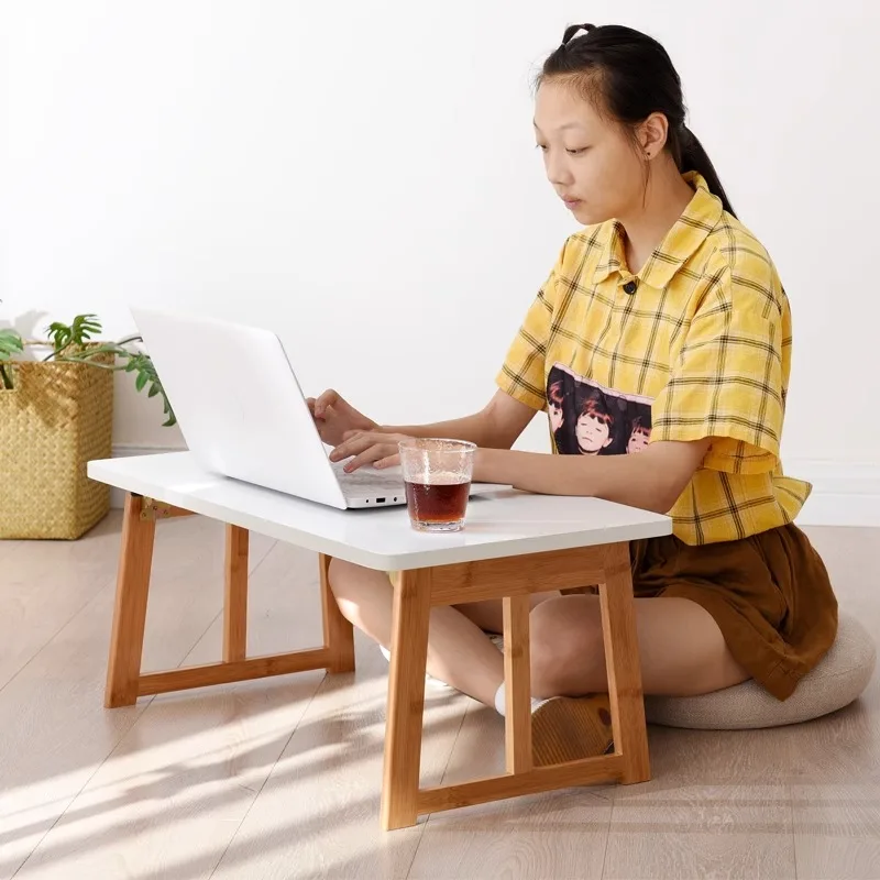 Bamboo Foldable Laptop Desktop Large Study Desk for Students Home Windowsill Tatami Tea Table Ergonomic Sofa Bed Desk Organizer