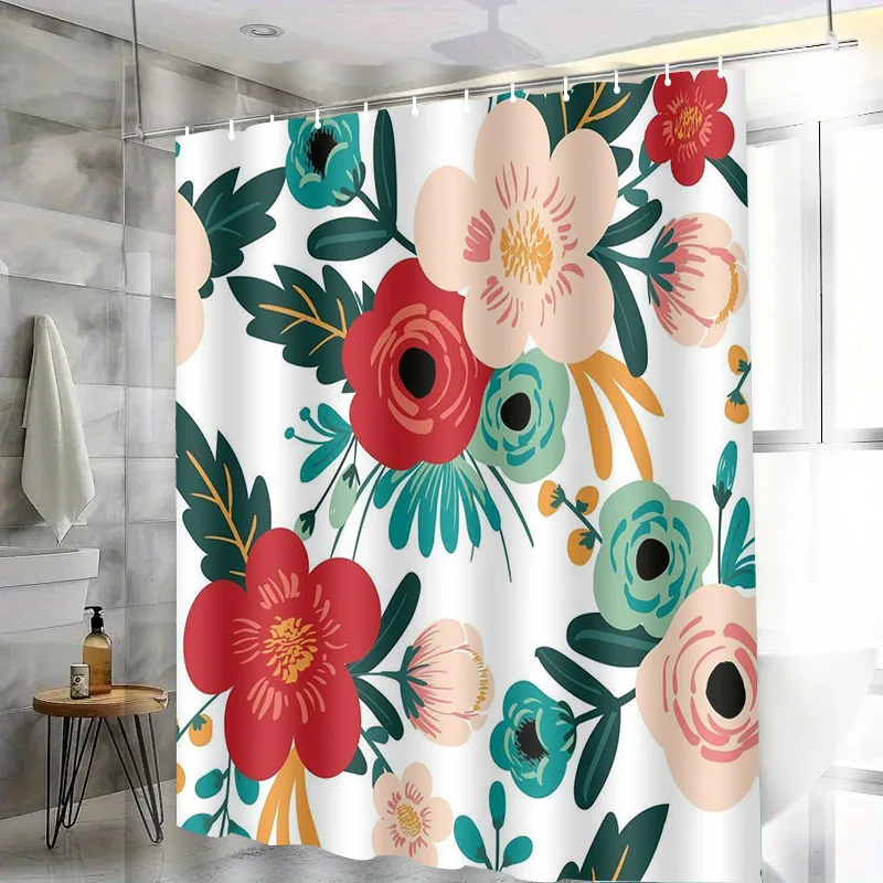

Painted flowers washable Dirt-Resistant Shower Curtain Shower Head waterproof Polyester Bath Curtain For Home Decor Accessories