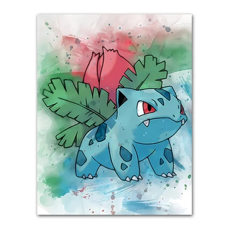 Anime Pokemon Canvas Painting Bulbasaur Charmander Squirtle Poster and Print Watercolor Wall Art Picture Home Decor Kids Gifts