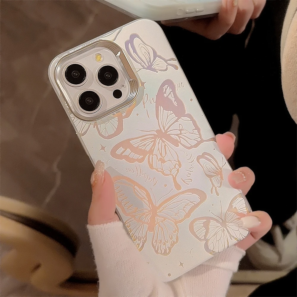 Ins Hollow Out Butterfly Star Bow Ribbon Beads Bracelet Case for iPhone 15 14 13 Pro Max 12 Pro Plus Back Cover image 3
