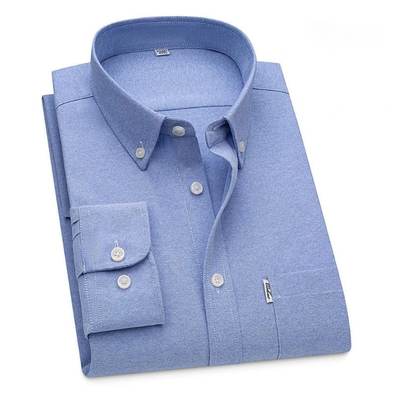 Arbeit Weißes Hemd Mann Hemden Langarm Baumwolle Casual Oxford Männer Langarm Hemd 100% Baumwolle Einfarbig Business Mit Tasche