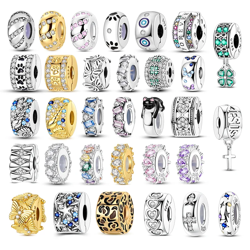 New In 925 Sterling Silver Spacer Beads Leopard Print Palm Charms Fit Original Bracelet Women Jewelry Gift DIY