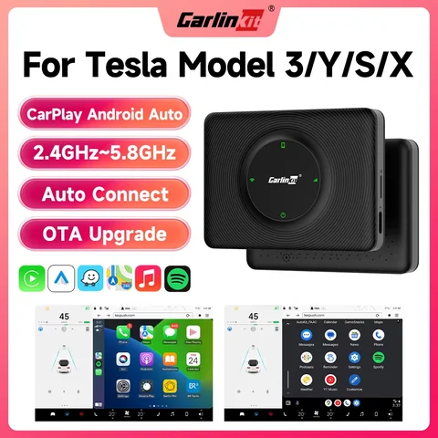 Tesla Model 3 모델 Y X S 용 CarlinKit T2C 무선 Android 자동 CarPlay 온라인 업데이트 2.4G 및 5Ghz 무선 자동 연결 지원