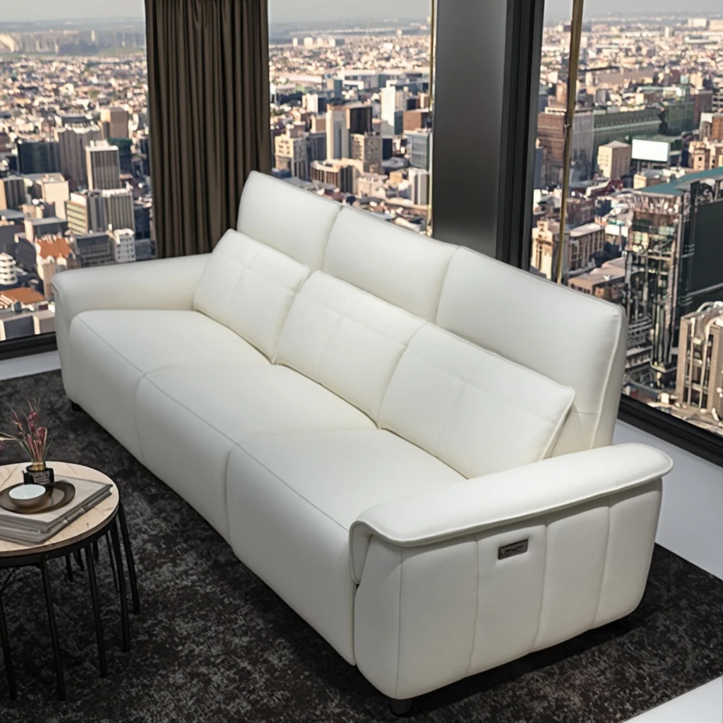 

Wholesale High Quality 3 Seater Electric Sectional Modern Genuine Leather White Recliner Sofa with Usb Chargingpromote sales