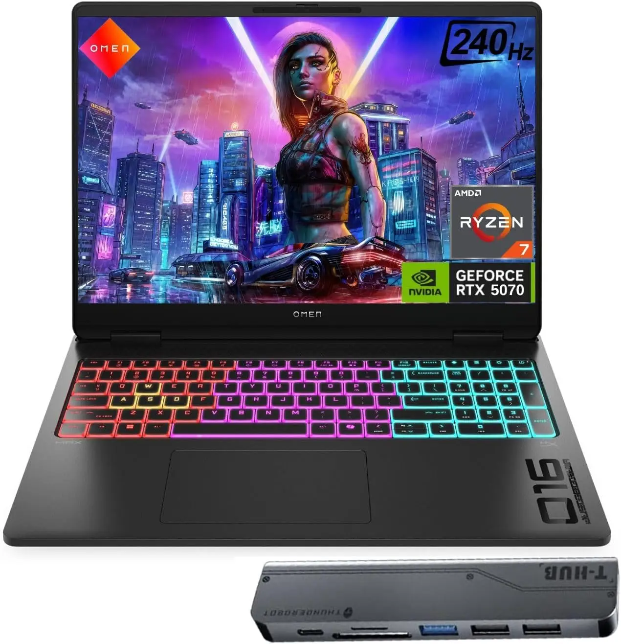 

HP Omen MAX RTX 5070, 64 ГБ DDR5 ОЗУ, 4 ТБ SSD, RGB-клавиатура с подсветкой, защита от синего света, комплект с USB-C хабом Thunderobot 7-в-1