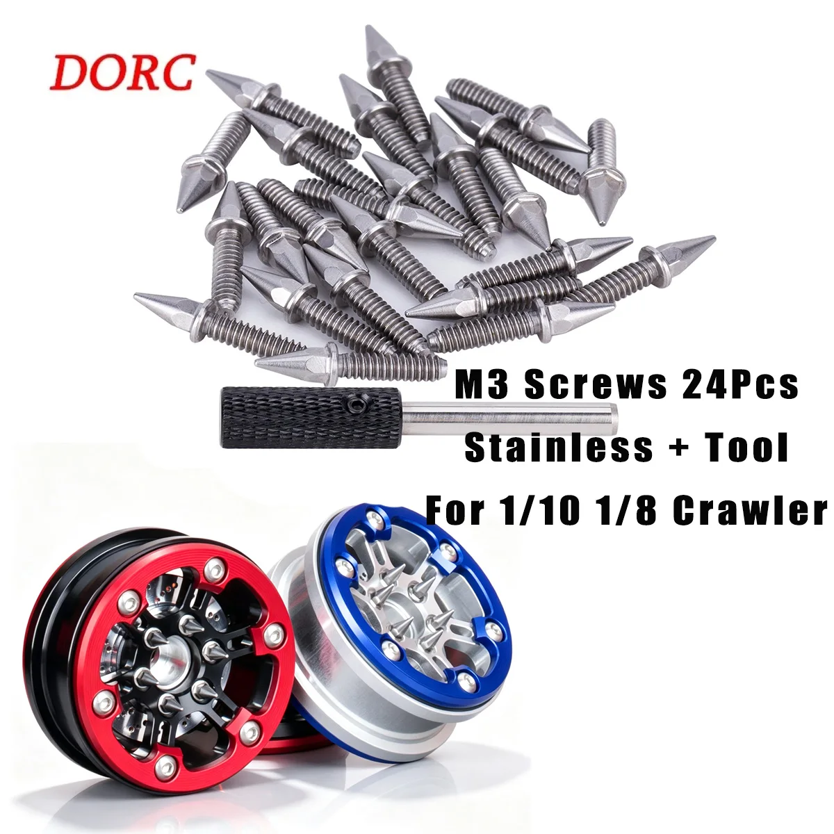 24Pcs M3 Stainless Steel Hex Screws w/ Driver for 1/8 1/10 RC – Wheel Hub Hardware Upgrade DIY Parts