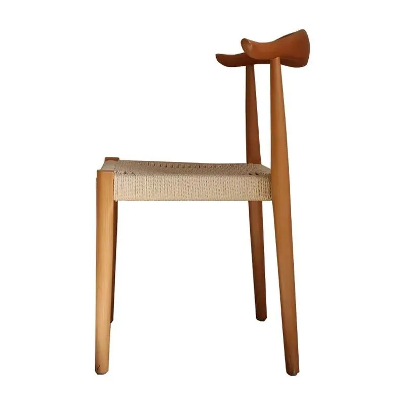 Modern Solid Wood Dining Chair with Horn Shaped Armrests Contemporary Home Furniture Comfortable Seat for Living Room