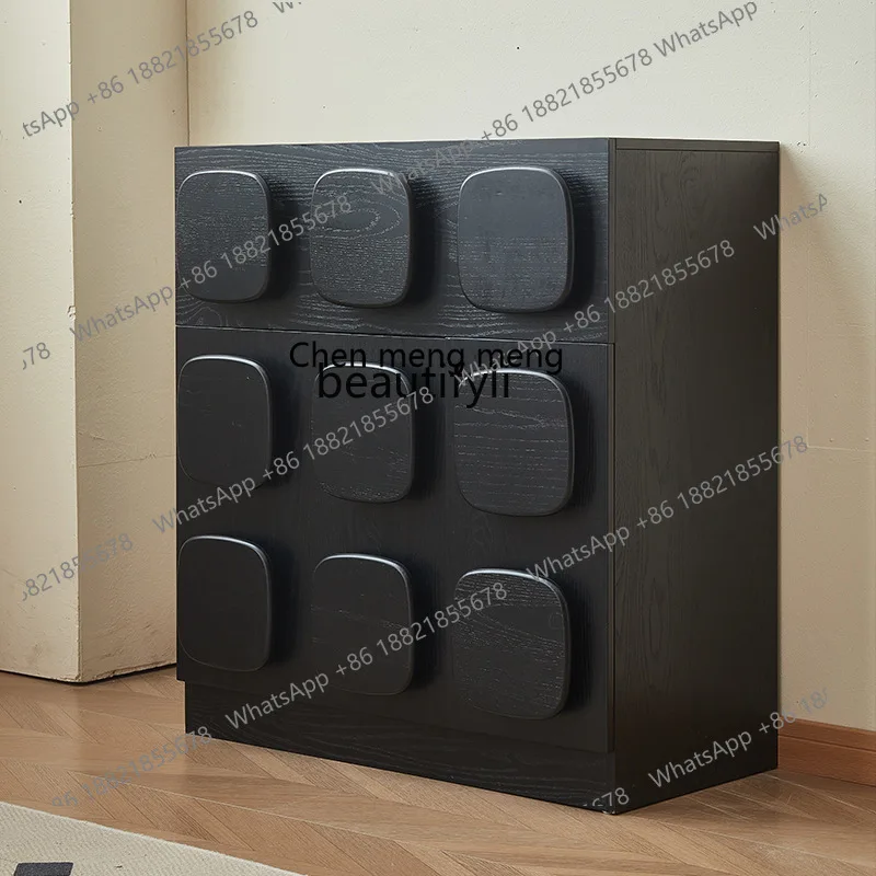 X  Three-drawer cabinet, all solid wood small apartment furniture, bedroom drawer storage, door storage, locker
