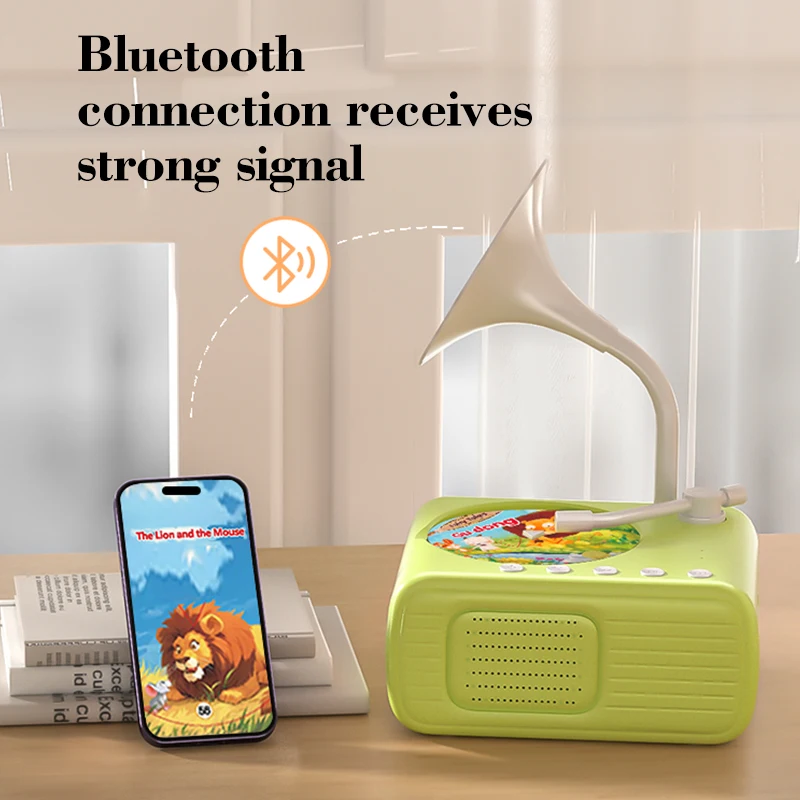 Children Phonograph Story Music Player Kids Gramophone Record Player Toddler Early Education Learning Sensory Toys with 96 Cards