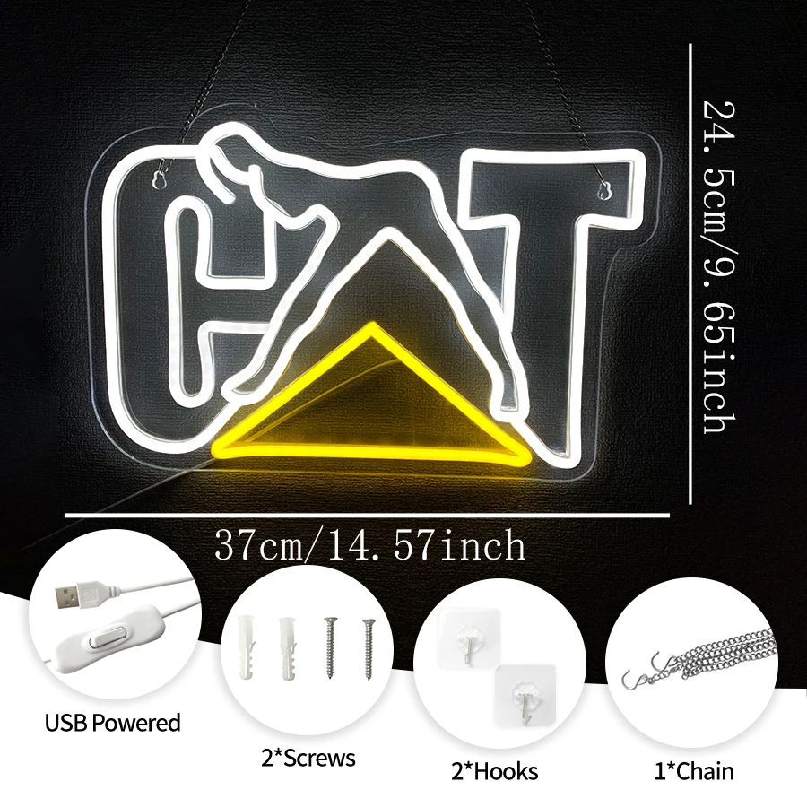 Cat Style Neon Sign For Wall Decor,Led Neon Light For Yoga Room Decor,Man Cave,Garage,Workshop,Gift For Man,Mechanics,Friends