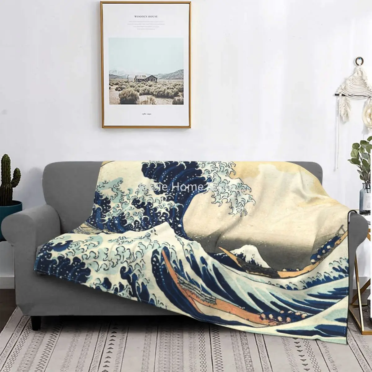 

The Great Wave Off Kanagawa Blankets Fleece Spring Autumn Water Storm Portable Lightweight Throw Blanket for Bedding Bedroom