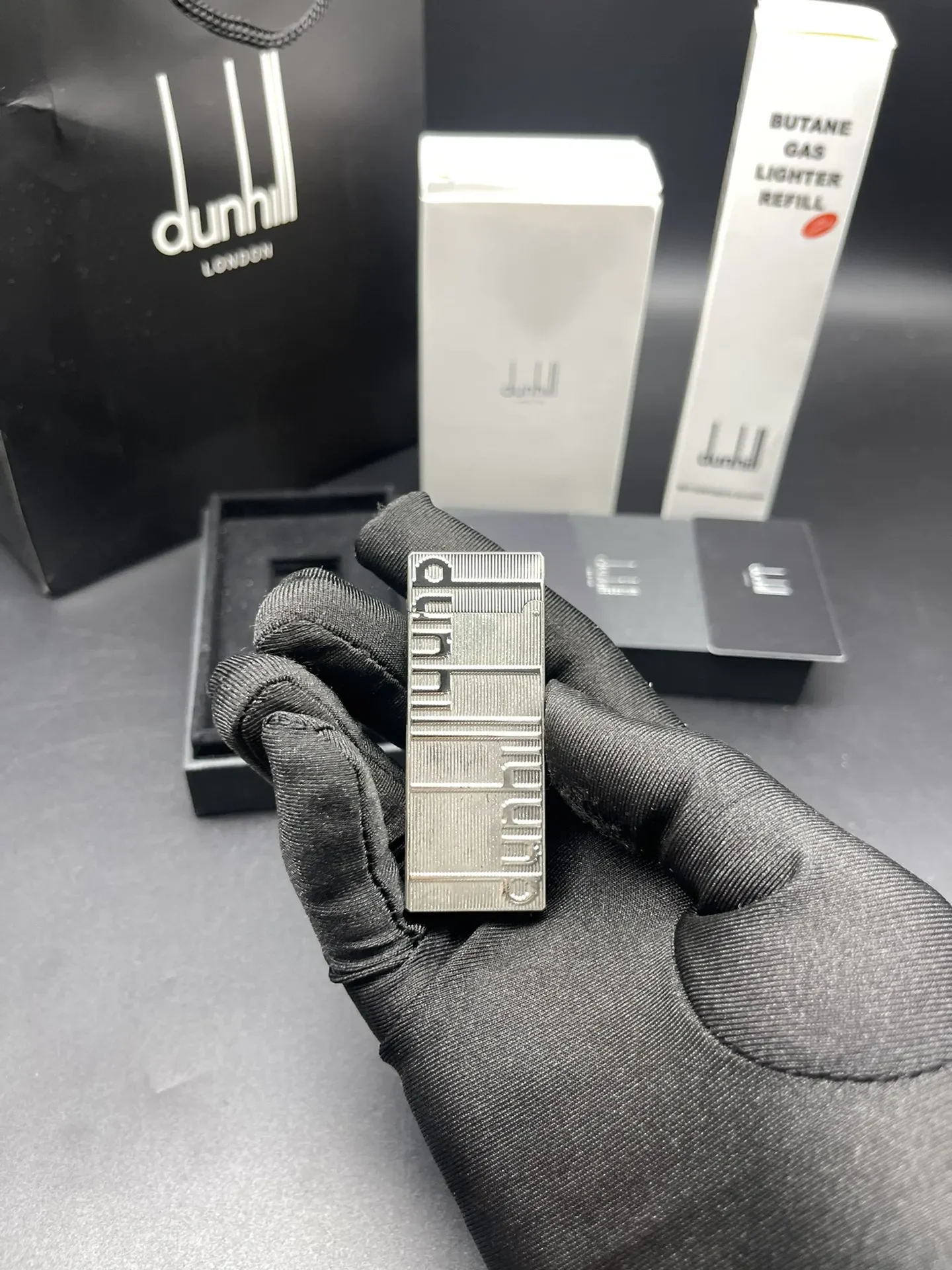 Dunhill Silver Sixth Generation Large Logo Pattern Metal Kitchen Barbecue Windproof Cigarette Lighter for Cigarette Accessories