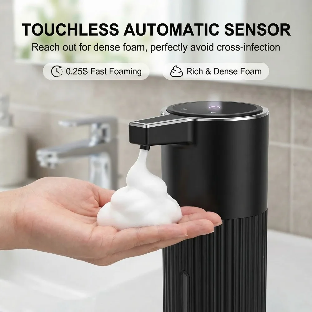Upgraded 14.78oz Large Capacity Touchless Automatic Liquid Soap Dispenser, 1800mAh Rechargeable Battery, 4-Level Adjustable