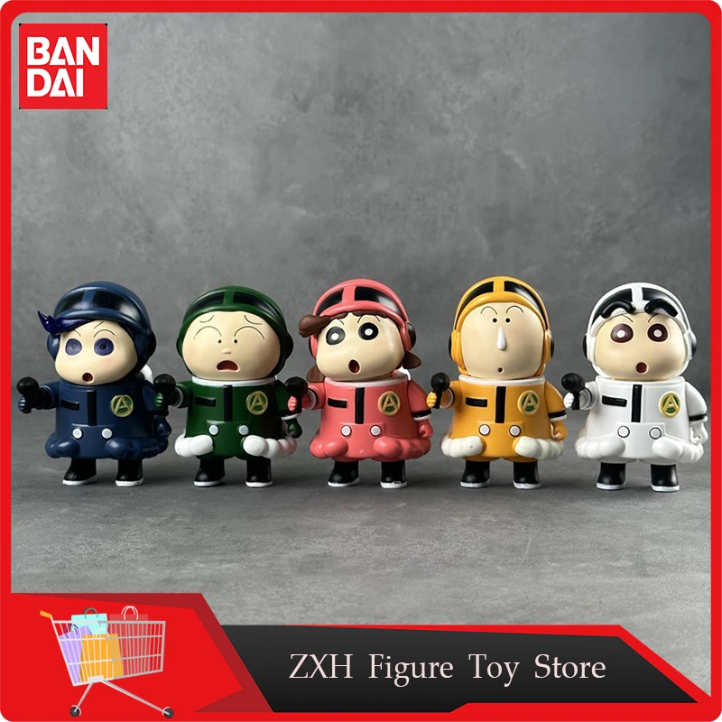 5pcs/set Anime Crayon Shin-chan Q Version Chunri Space Defense Force Space Suit Figure Ornament Collectible Pvc Model Toy Gifts