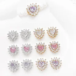 황동 코팅 골드 상감 지르콘 하트 모양 스페이서 비즈, DIY 패션 쥬얼리 액세서리 및 재료 제작, 2 피스