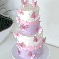 48/160Pcs Pink Butterflies Cupcake Toppers Paper Butterfly Cake Toppers for Birthday Bridal Baby Shower Girls Cake Decorations
