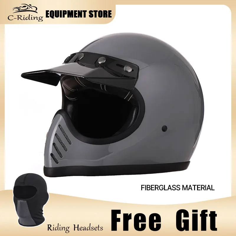 

Fiberglass Retro Full-face Helmet Light Off-road Helmet Motorcycle Helmet Casco De Moto Accesorios Motorbike Helmet For Adult