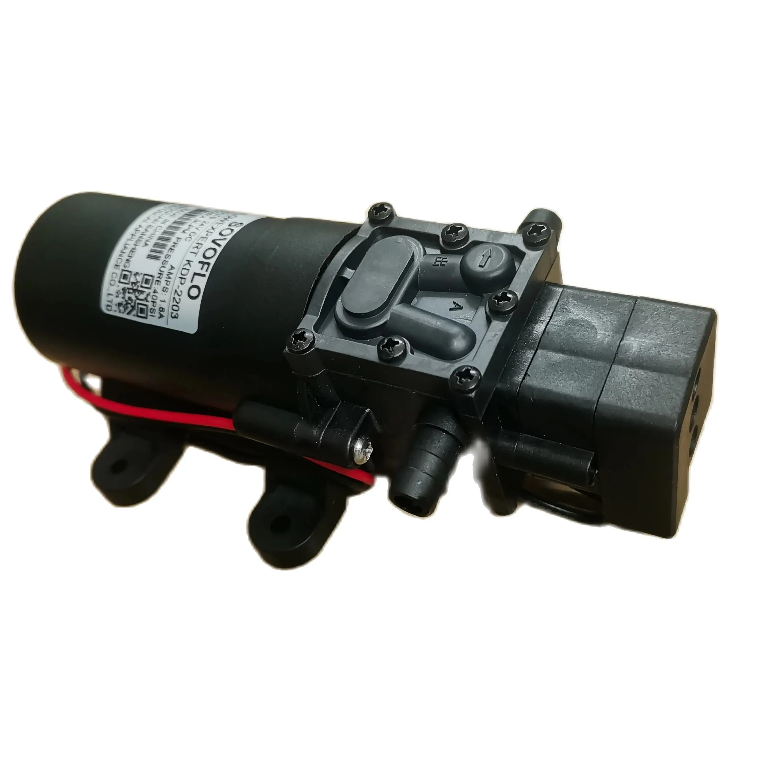 

SDP-21-22 Электрический мембранный насос 24 В постоянного тока Сантопреновый мембранный водяной насос 2-5 л/мин 2,4-10 бар Электрический распылитель высокого давления