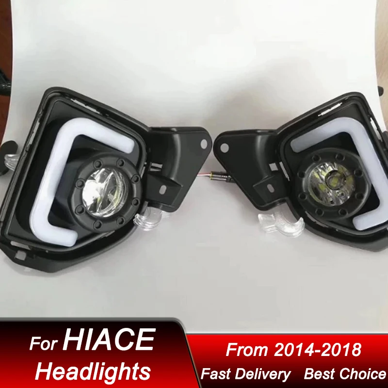Hot Car Front Fog lights For TOYOTA HIACE HIACE200 14-18 LED DRL Fog lamp Upgrade High Configure Projector Lens Accessories Kit