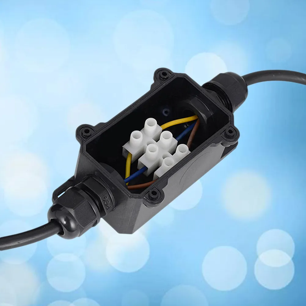 2 Way Outdoor Waterproof IP68 Junction Box Cable Wire Connector for Low High Voltage Garden Light Cable Wire Connector Black