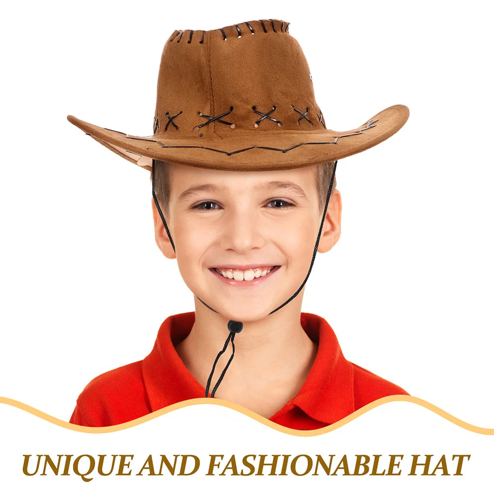 2-delige westerse cowboyhoed jeugd cowgirl kinderen Fedora Woody peuter polyester brede rand panamapet