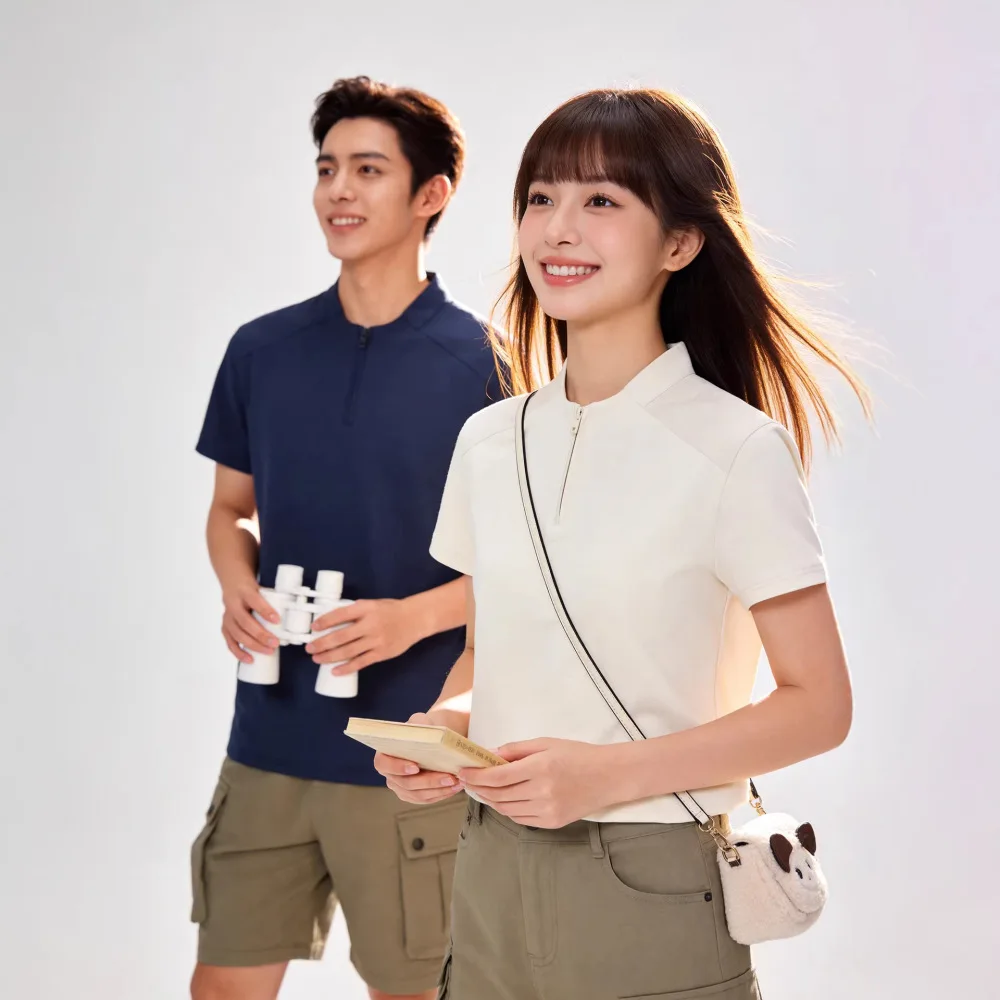 Sport Polo Shirt Men Short Sleeve Half Zip Quick Dry Athletic Tee Breathable Fitness Gym Running Training Casual Top
