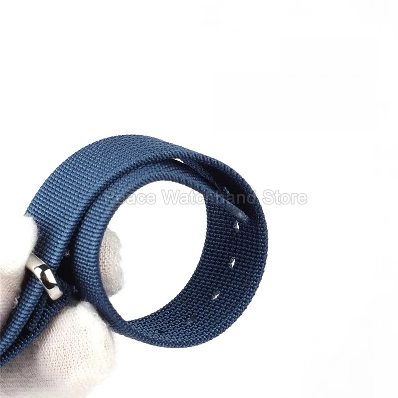For Rolex Longines Breitling Citizen Tissot 18 20 22mm Blue Gray Pit-Embossed Nylon Watchband Dedicated Clasp Abrasion-Resistant