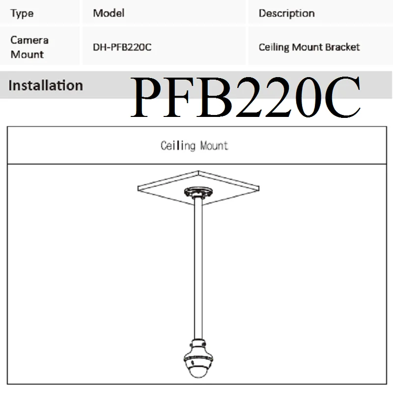 Aluminum Alloy Dahua DH-PFB220C hemispherical ceiling extension bracket for eyeball camera and small domes Ceiling Mount Bracket