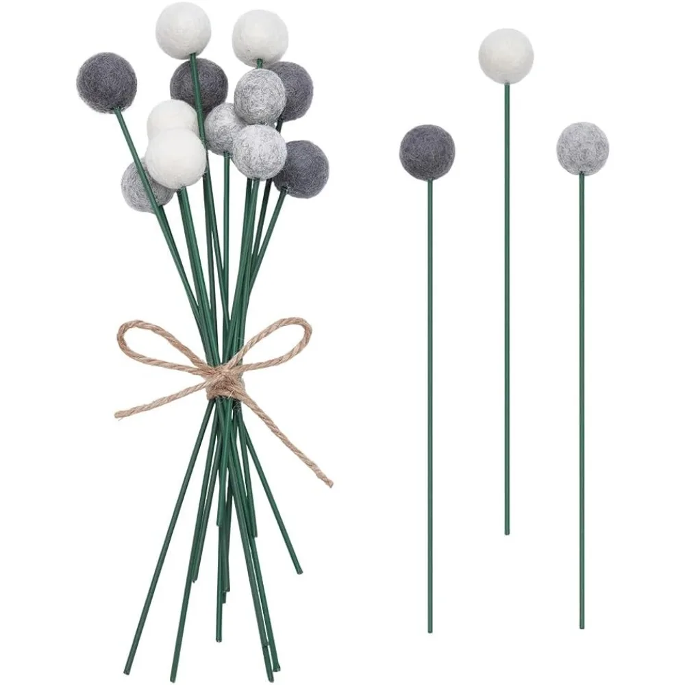 12pcs Felt Ball Flower Bouquet Gray Wool Pom Poms Felt Pom Poms Flowers Bouquet Wool Balls Flower Decorative Artificial