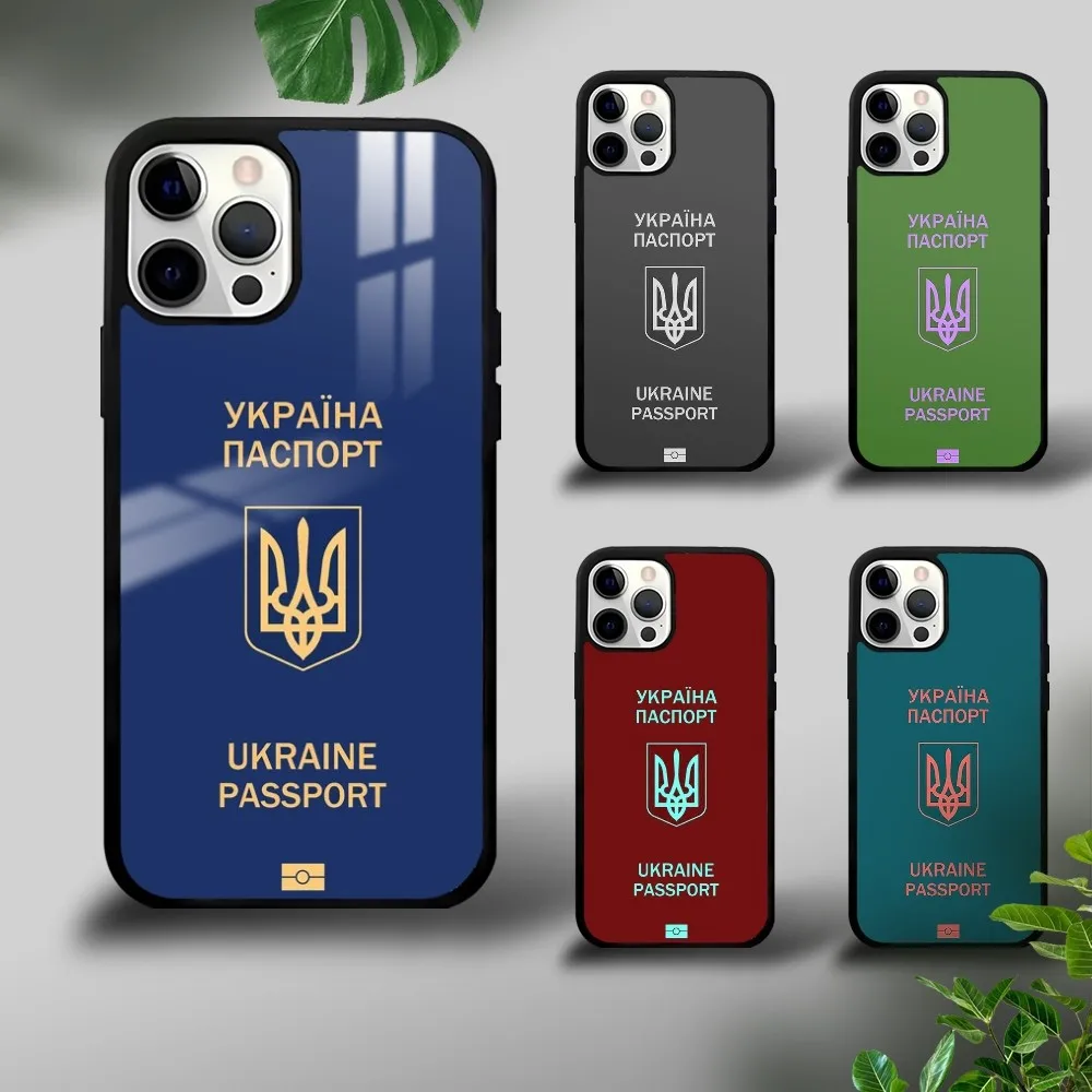 

Ukrainian Passport Pattern Phone Case For IPhone 16 15 14 13 12 11 Pro Xs Max Mini Plus Celulares Hard Funda