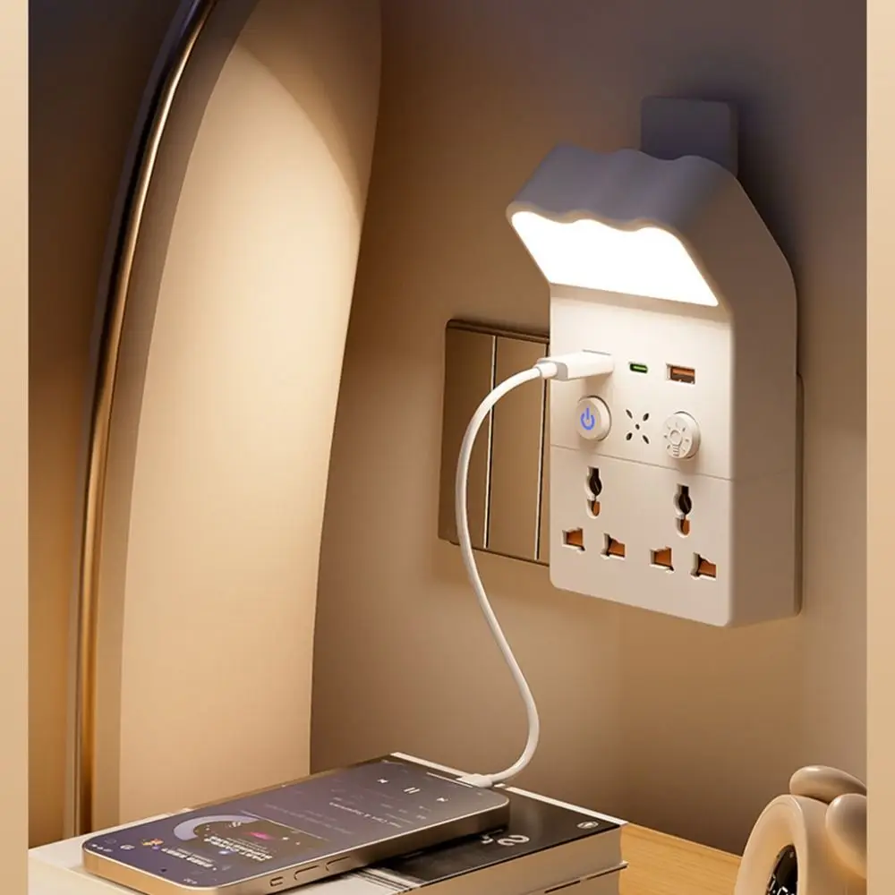 

Universal Socket Night Light Socket Converter 1Type C & 2USB-A 3 Level Brightness Adjustable Socket Wall Lamp US/UK/EU Plug
