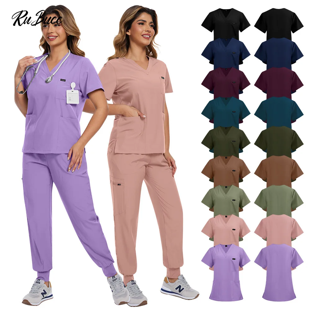

Hot Sell Scrub Suits Stretch Breathable Medical Jogger Sets Women Nursing Scrubs Uniforms Spandex Hospital Scrubs Uniforms Sets