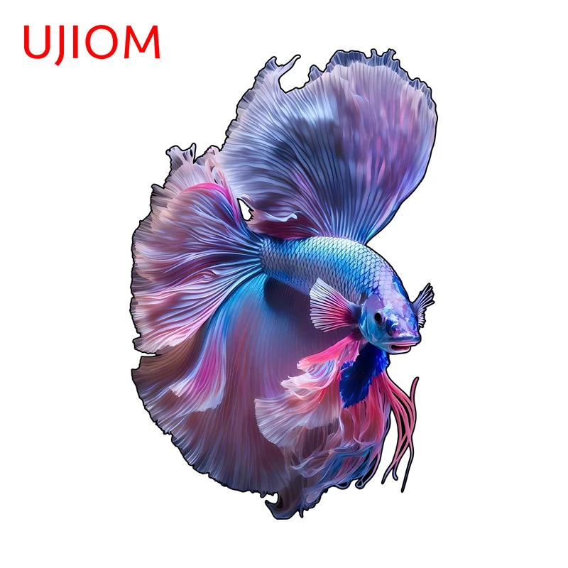 UJIOM Bright-coloured Betta Fish Cabbage Graphics Wall Stickers Morden Computer Luggage Decal Scratch-Proof Room Accessories