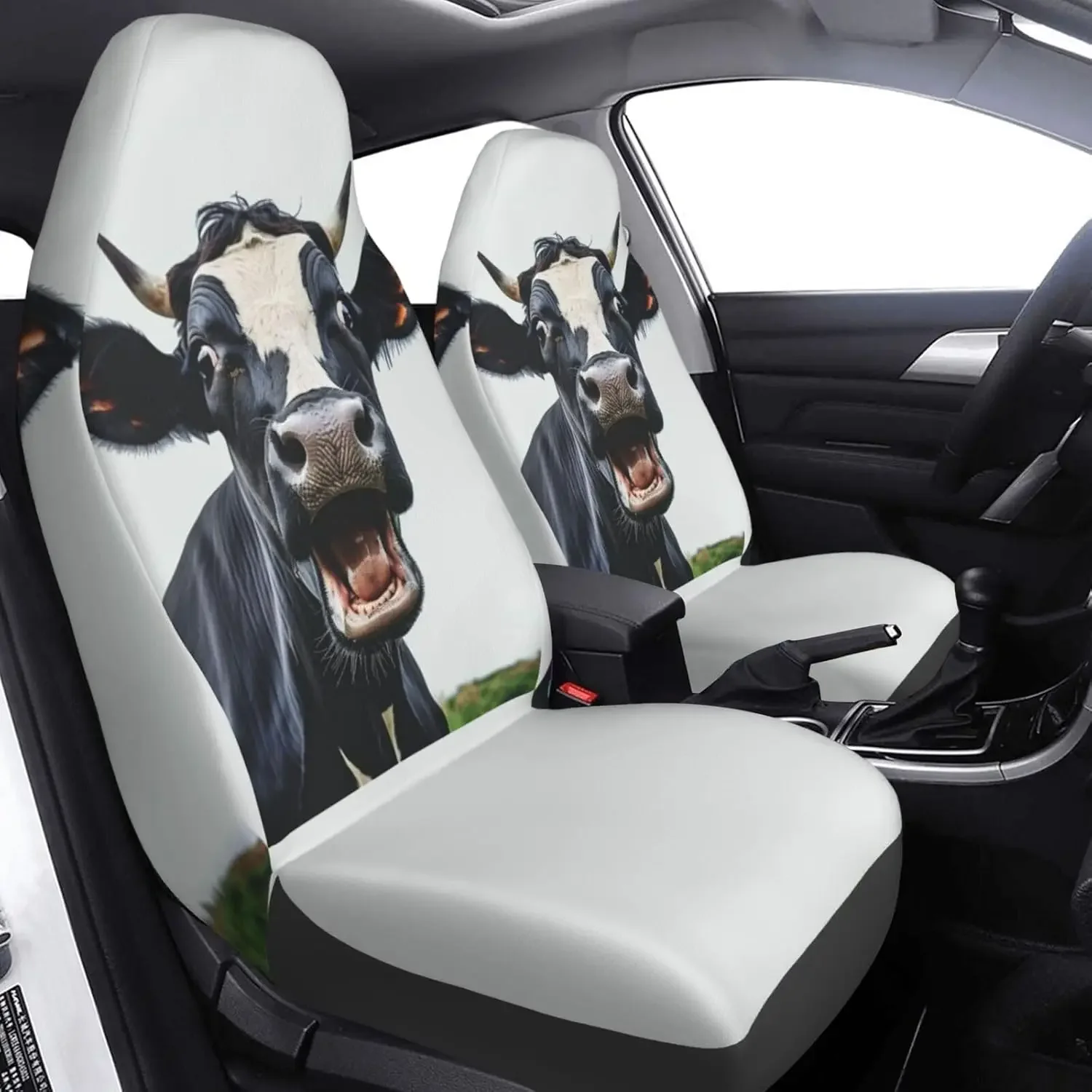 Farm Cow Car Seat Covers Set 2 Pcs Auto Interior Car Accessories Protetors Universal Fit Most Cars SUV Van Truck