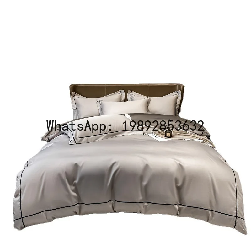 

XL 200-count pure cotton four-piece set, premium 100% cotton high-end bed sheet, duvet cover, fitted sheet, winter bedding