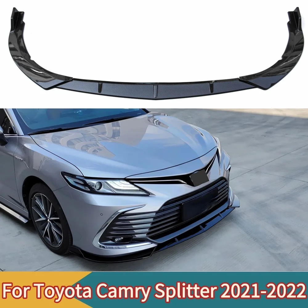 For 3PCS Toyota Camry Splitter 2021 2022 ABS Material Glossy Black  Front Spoiler Air Dam Bumper Lip Deflector Decoration Tuning