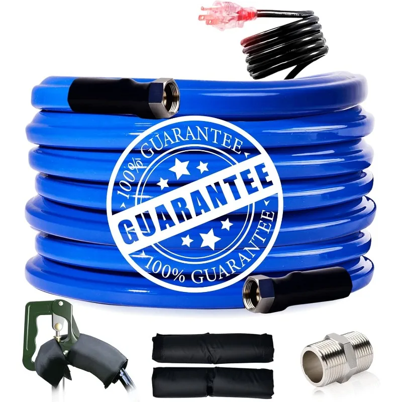 

50FT Heated Water Hose for RV, -45℉ Freeze-Proof Drinking Safe Pipe, Electric Warm Outdoor Supply for Garden & Camping