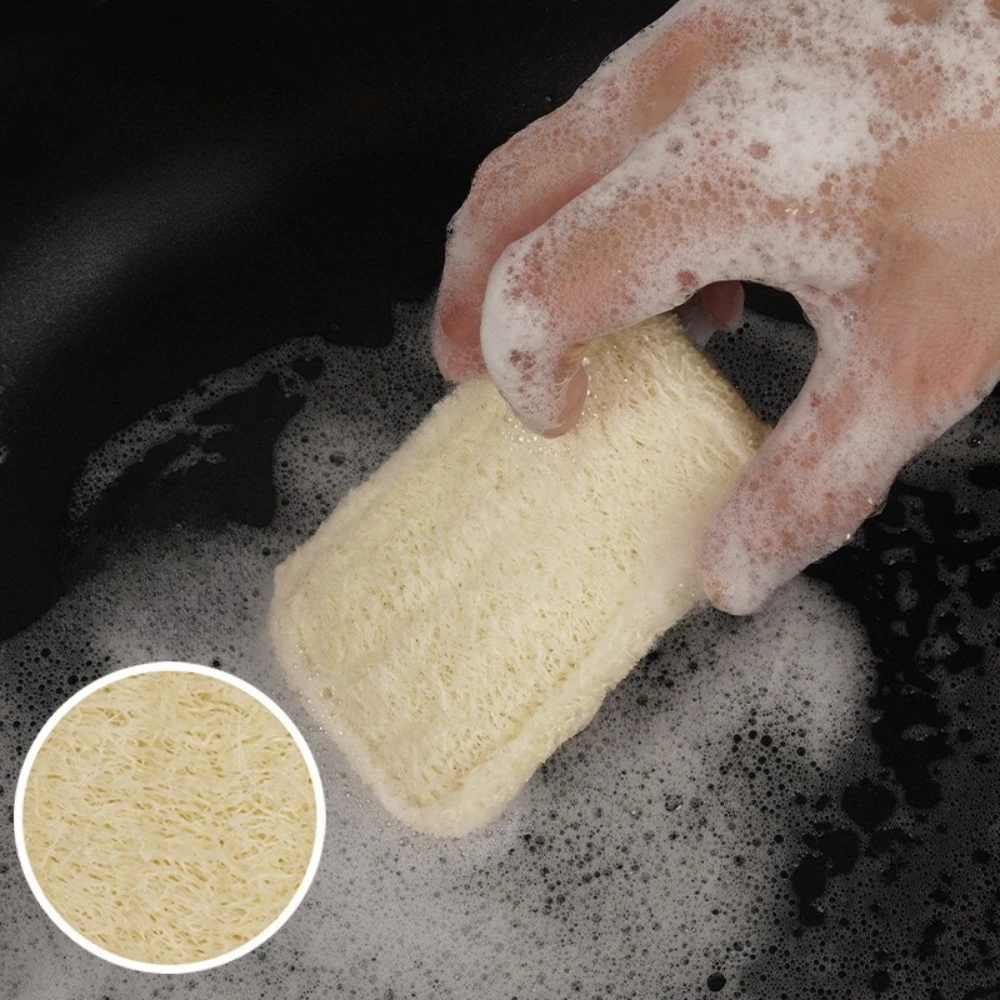 3 Buah Spons Pencuci Piring Alami Loofah Serbaguna 100% Biodegradable Komposabel Bantalan Penggosok Pencuci Piring Tanpa Limbah