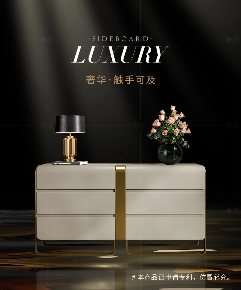 Komoda z sześcioma szufladami w stylu light luxury, modna marmurowa szafka RTV na zamówienie, luksusowa szafka do przechowywania, szafka nocna do sypialni.