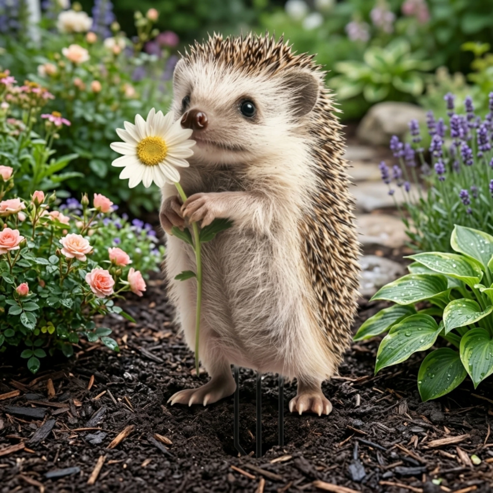 Hedgehog Garden Stake Cute Acrylic Garden Stake Ornament Whimsical Indoor-Outdoor for Flower Bed, Lawn
