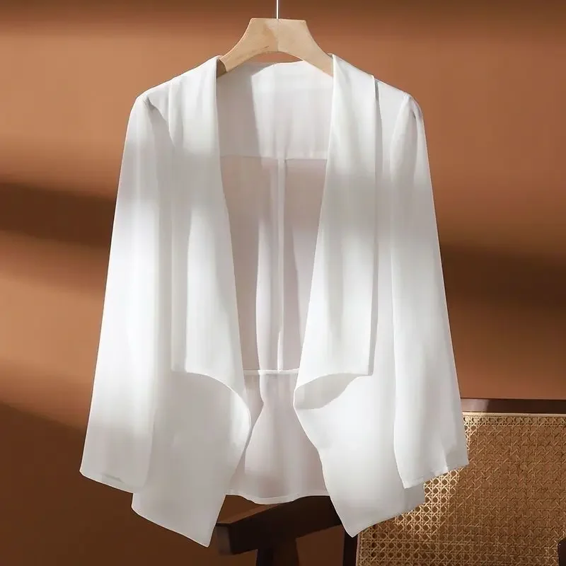 Chiffon Sunscreen Clothes for Women's Outerwear Wearing Cardigan Short Shawl Ultra-thin Suit Jacket Women's Spring Shirt Y394